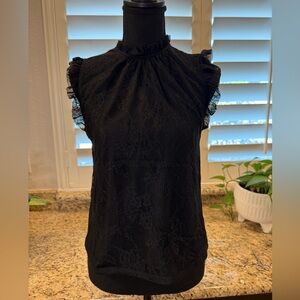 Express Black Lace Ruffle Sleeve Top – Size Small